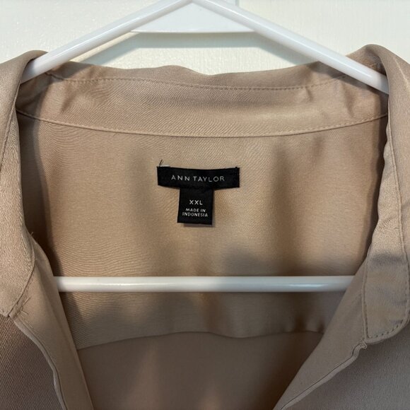 Ann Taylor Beige Button Down Shirt - Picture 3 of 9